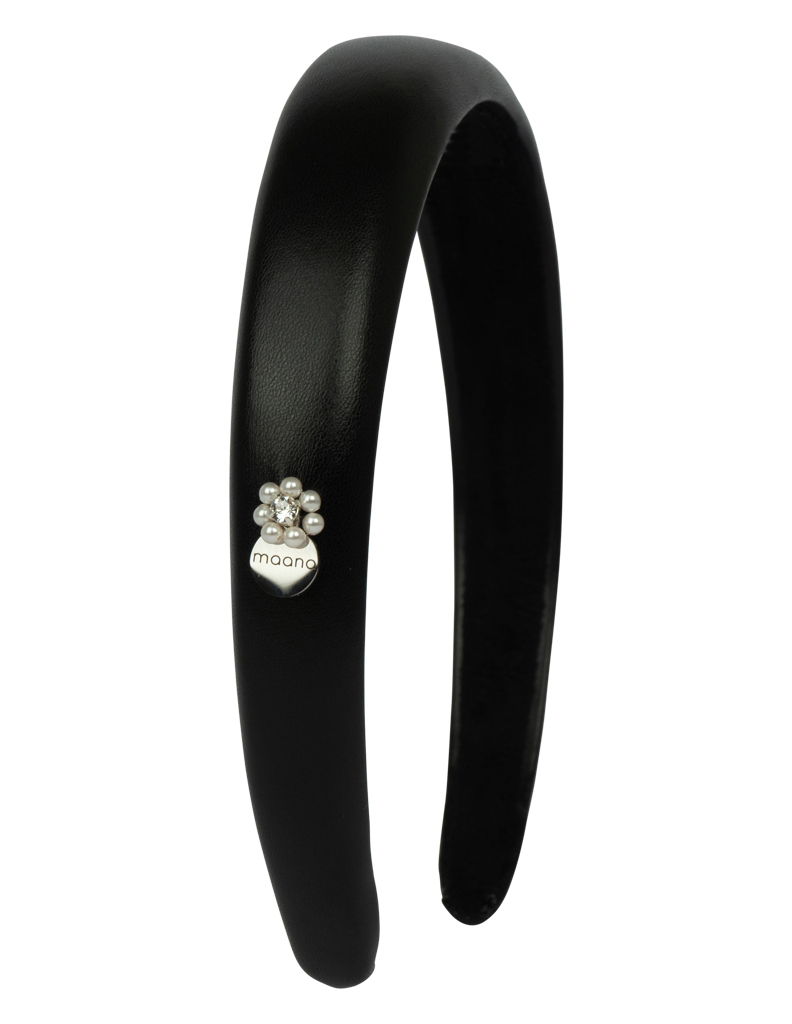 Polstērēta matu stīpiņa Black Eco Leather XS izmērs