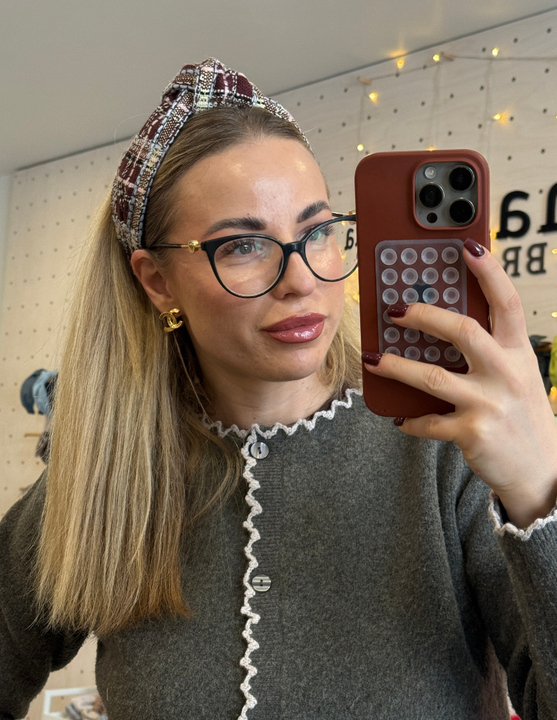 Matu stīpiņa ar mezglu Macaroon tweed