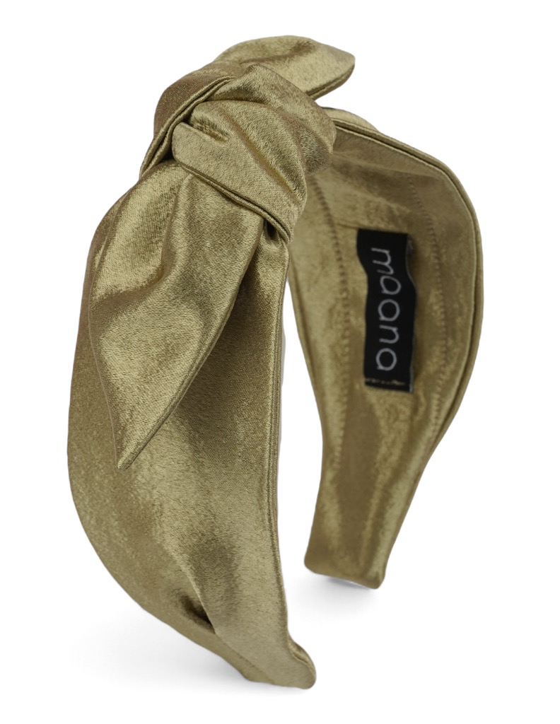 Knotted bow headband Olive Gold