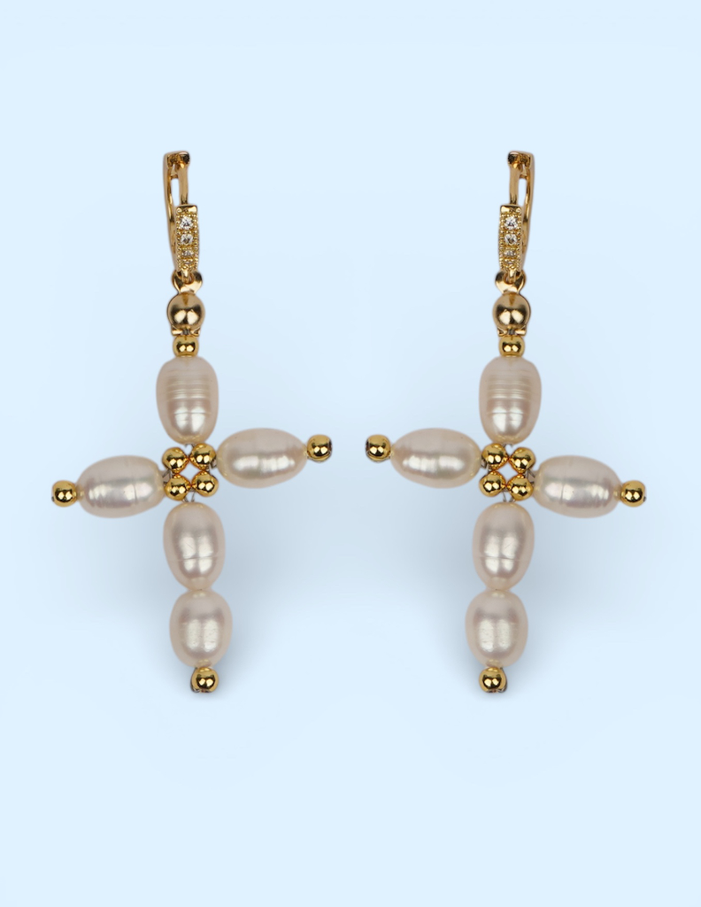 Earings Pearl Cross