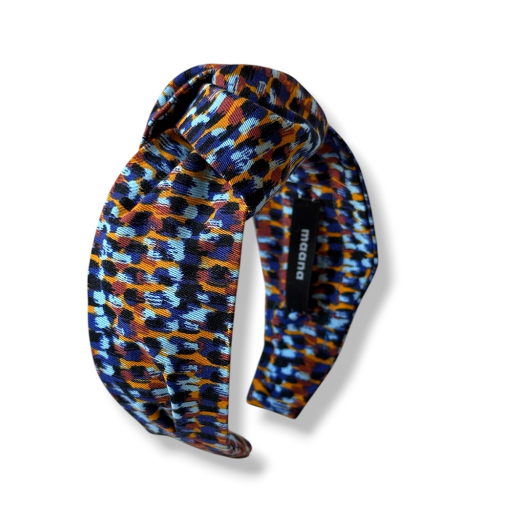 Knotted headband Indigo Safari