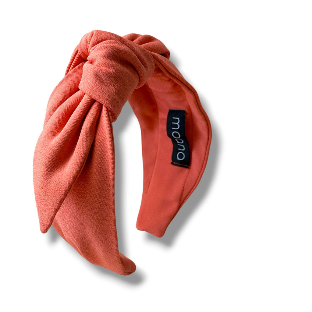 Knotted bow headband Salmon
