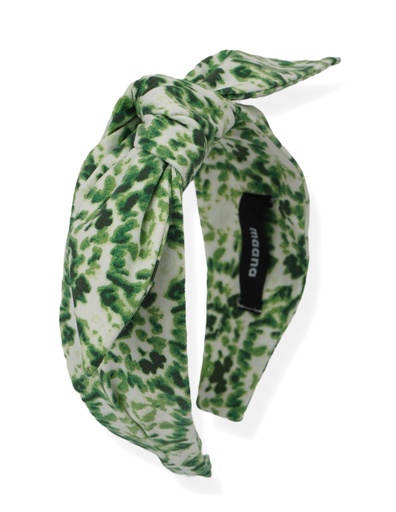 Knotted bow headband Green Batik